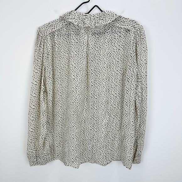 BA&SH Chiffon Blouse Dot Silk Viscose Ruffle Collar Romantic Preppy Large - Picture 10 of 13